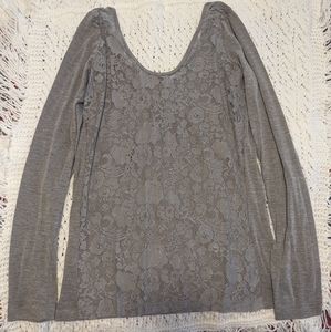 Grey Poof lace back long sleeve